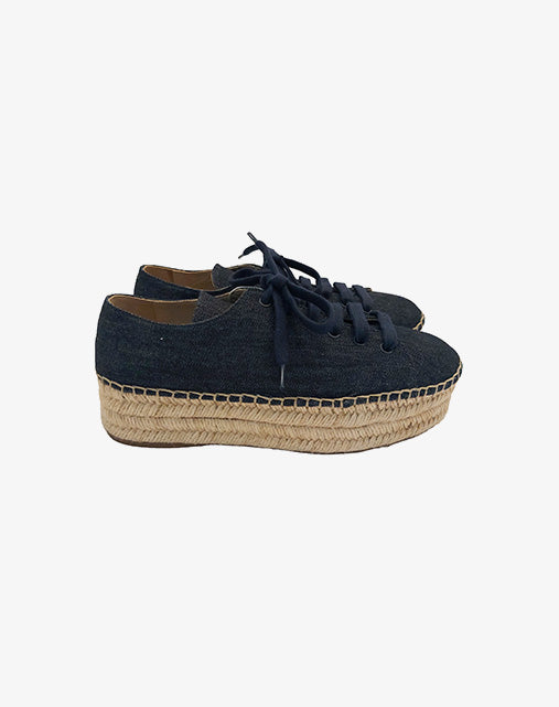 Prada Milano Sneakers Espadrillas Platform in Denim Blu Navy Made in Italy Taglia 39 '2000