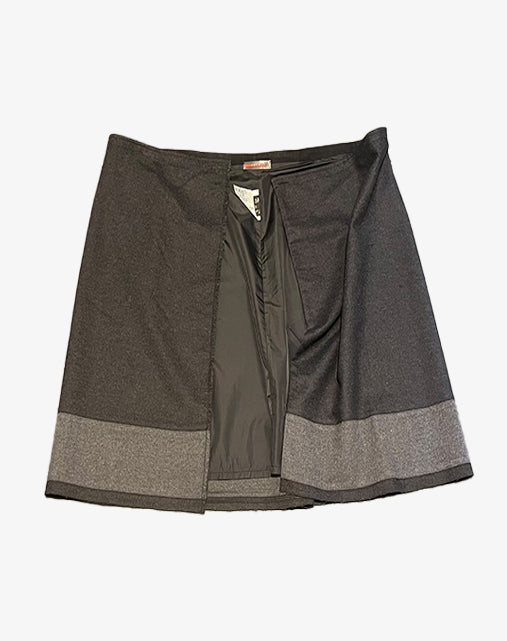 Prada Sport Gonna Midi in Lana Antracite Bicolore Anni 2000