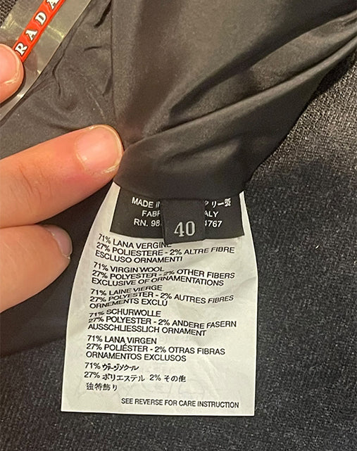 Prada Sport Gonna Midi in Lana Antracite Bicolore Anni 2000