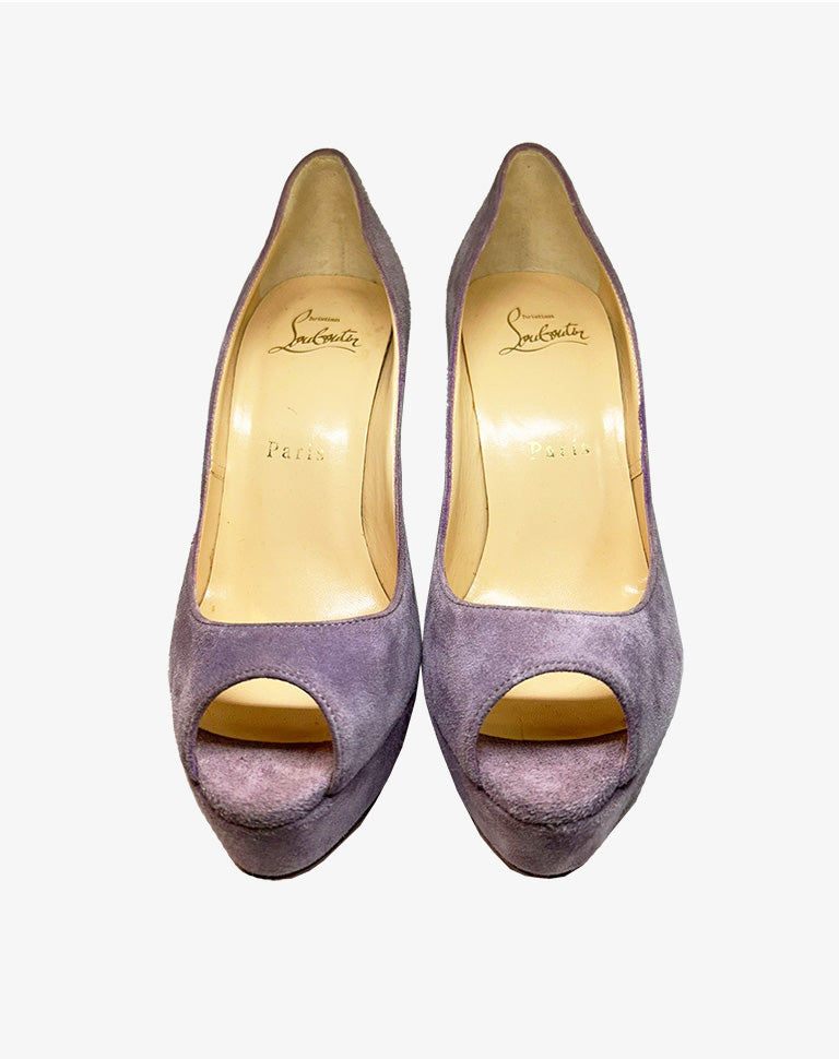 Décolleté Christian Louboutin Peep Toe Suede Lavender – Paris scarpe in suede tacco a spillo mis. 36