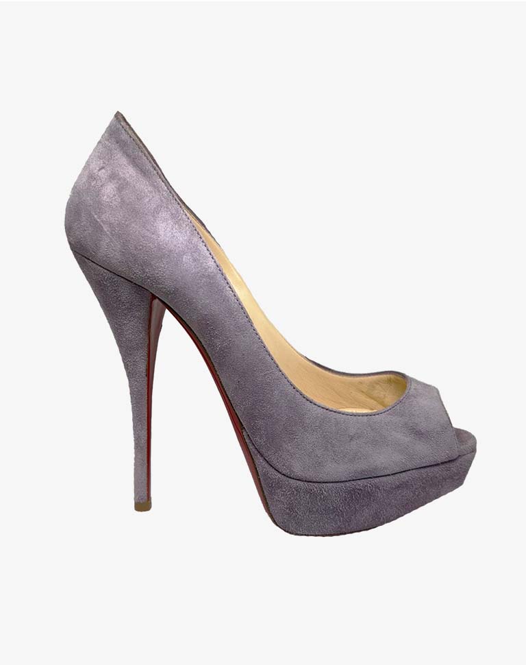 Décolleté Christian Louboutin Peep Toe Suede Lavender – Paris scarpe in suede tacco a spillo mis. 36