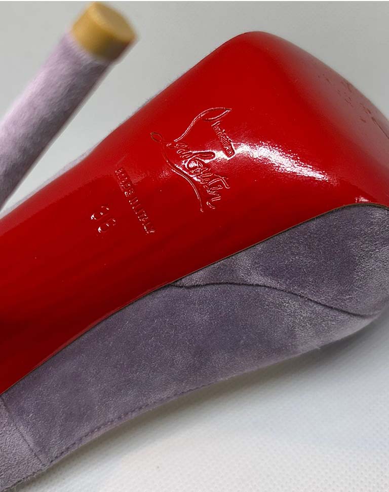 Décolleté Christian Louboutin Peep Toe Suede Lavender – Paris scarpe in suede tacco a spillo mis. 36