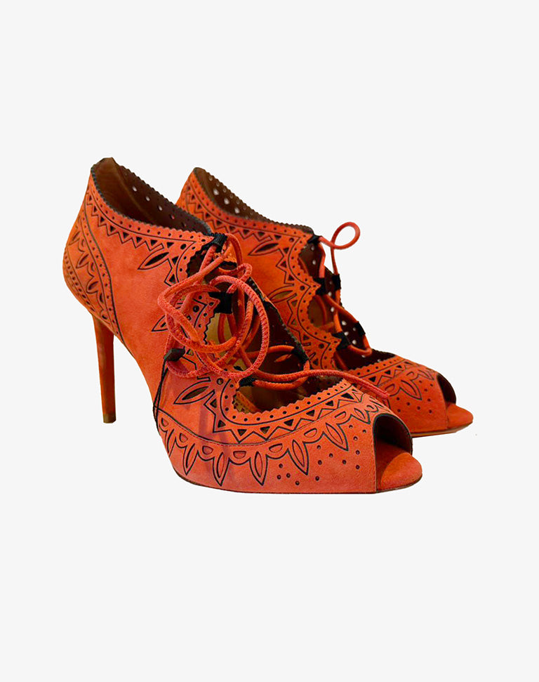 Scarpe Donna Santoni  Taglia 37 in Camoscio Arancione con Tacco Made in Italy