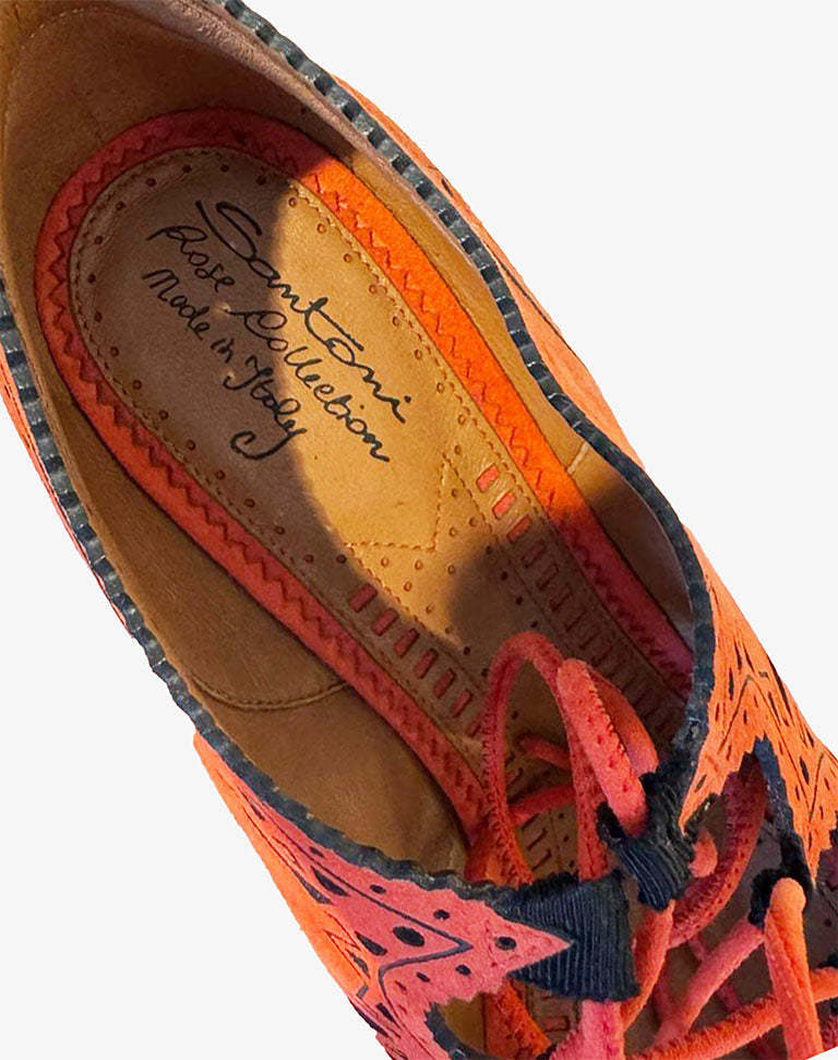 Scarpe Donna Santoni  Taglia 37 in Camoscio Arancione con Tacco Made in Italy