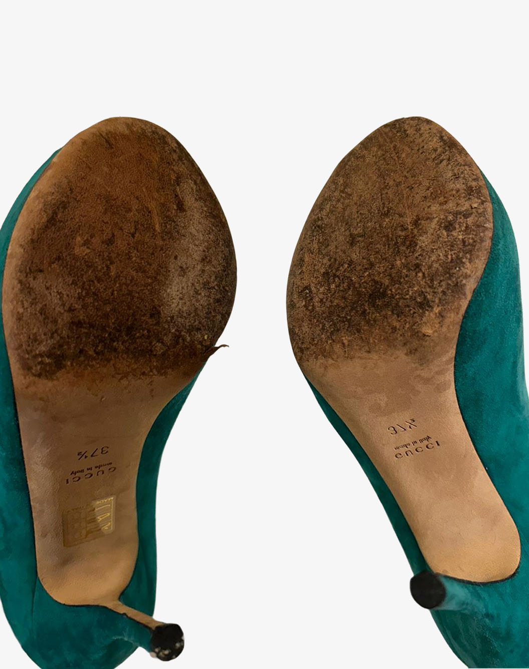 Décolleté Gucci Verdi in Camoscio Peep Toe Taglia 37.5