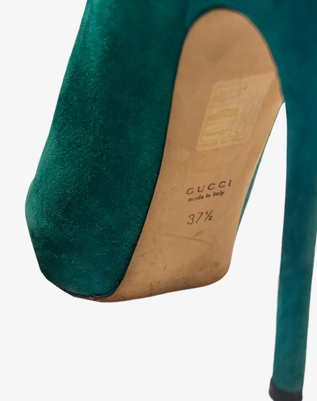 Décolleté Gucci Verdi in Camoscio Peep Toe Taglia 37.5