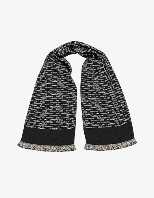 Dolce & Gabbana Sciarpa Vintage in Seta Jacquard Logo All Over