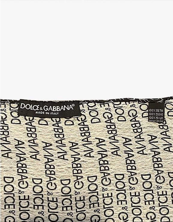 Dolce & Gabbana Sciarpa Vintage in Seta Jacquard Logo All Over