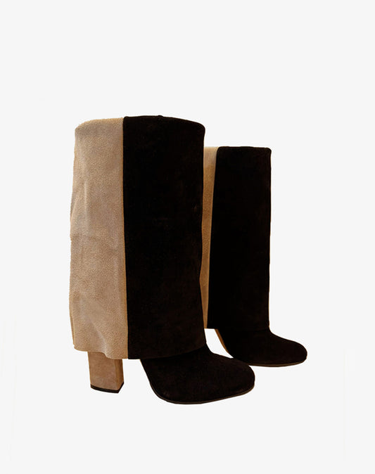 Stivali Casadei Donna Taglia 37 in Camoscio Bicolore – Made in Italy