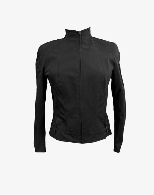 Completo donna Escada nero vintage con giacca stile bomber e gonna