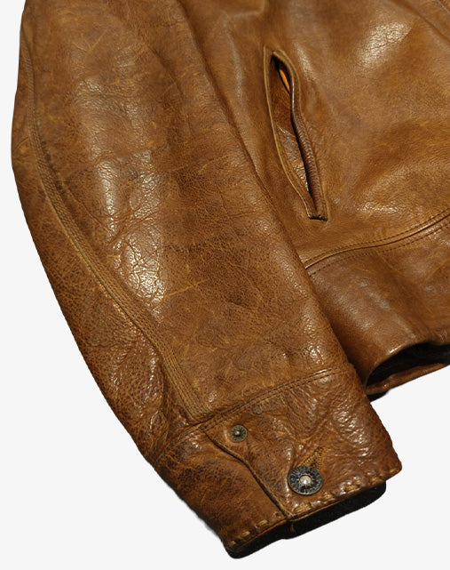 Giacca Uomo Timberland Authentics in Pelle Cognac Heritage Leather Jacket  Anni 2000 – Taglia M