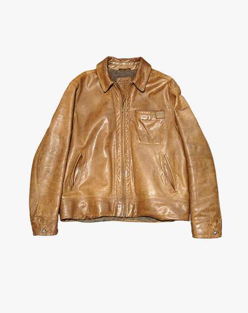 Giacca Uomo Timberland Authentics in Pelle Cognac Heritage Leather Jacket  Anni 2000 – Taglia M