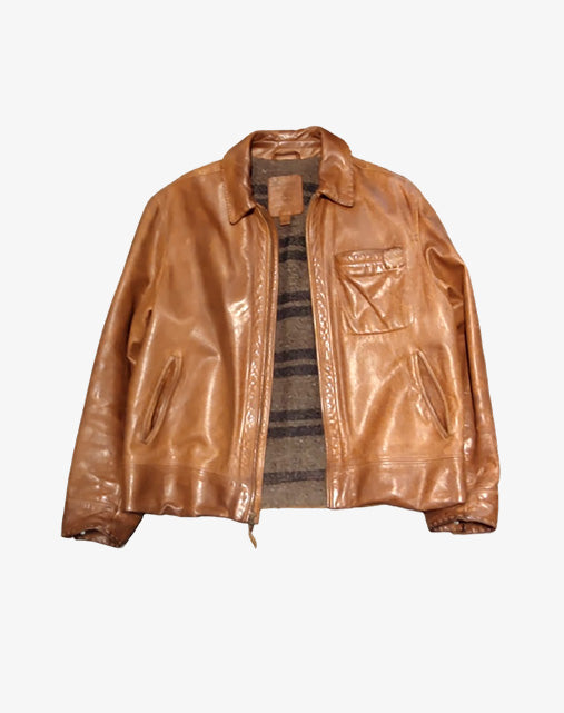 Giacca Uomo Timberland Authentics in Pelle Cognac Heritage Leather Jacket  Anni 2000 – Taglia M