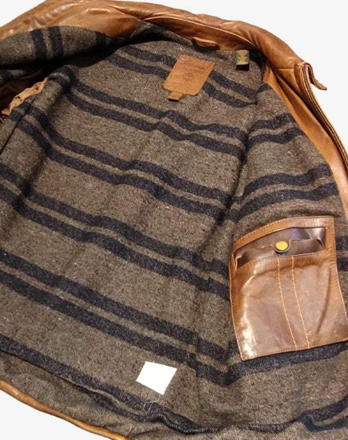 Giacca Uomo Timberland Authentics in Pelle Cognac Heritage Leather Jacket  Anni 2000 – Taglia M
