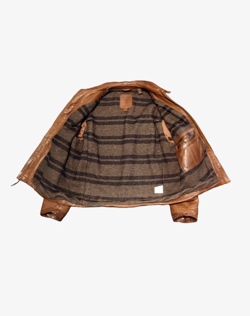 Giacca Uomo Timberland Authentics in Pelle Cognac Heritage Leather Jacket  Anni 2000 – Taglia M