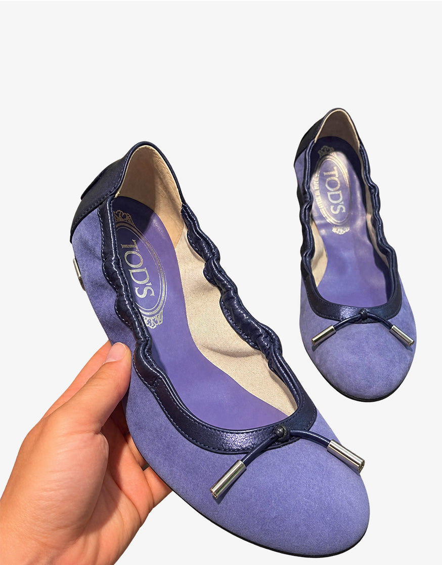 Tod’s Dee Laccetto Mocassino Ballerina Gommino in Camoscio Viola