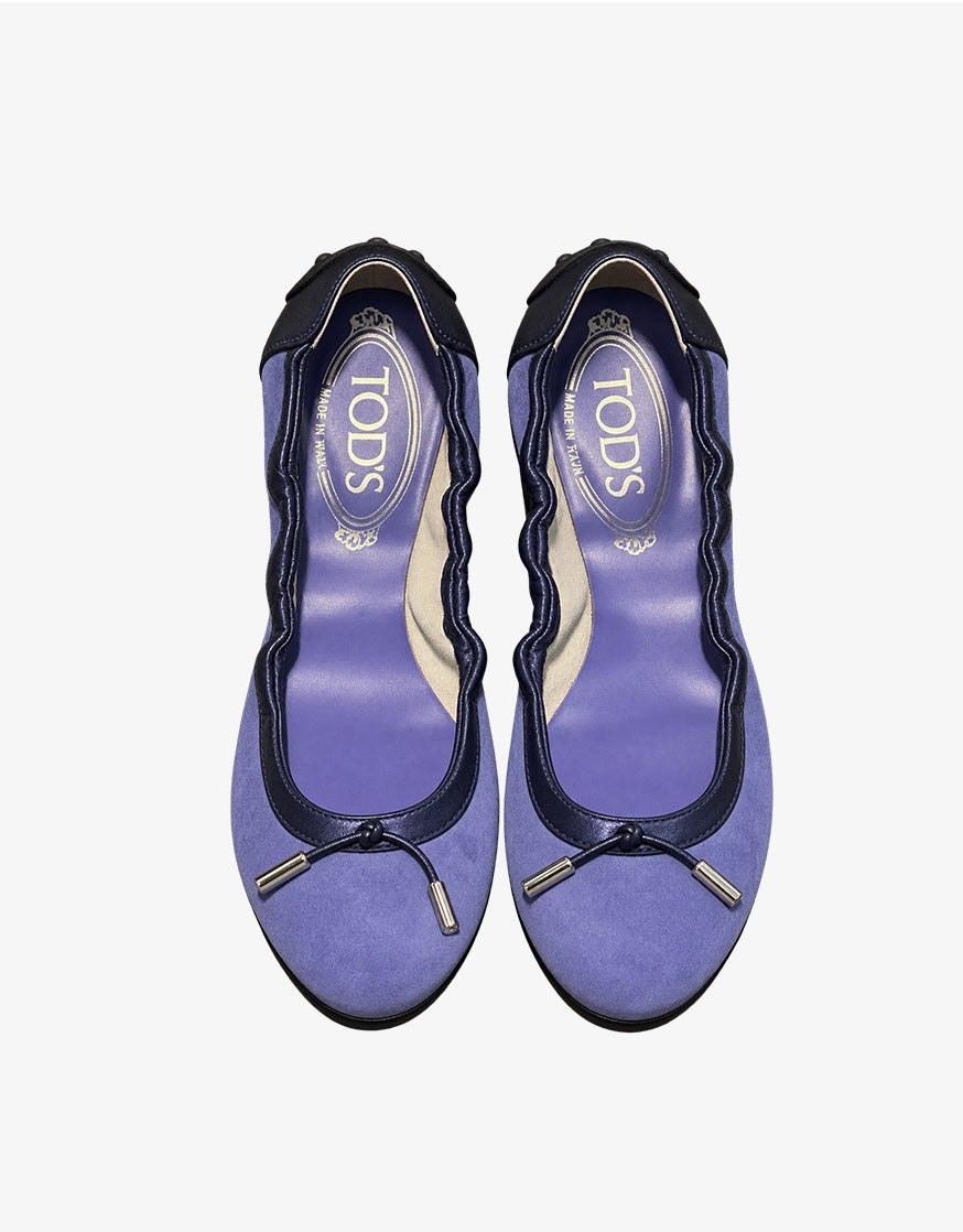 Tod’s Dee Laccetto Mocassino Ballerina Gommino in Camoscio Viola