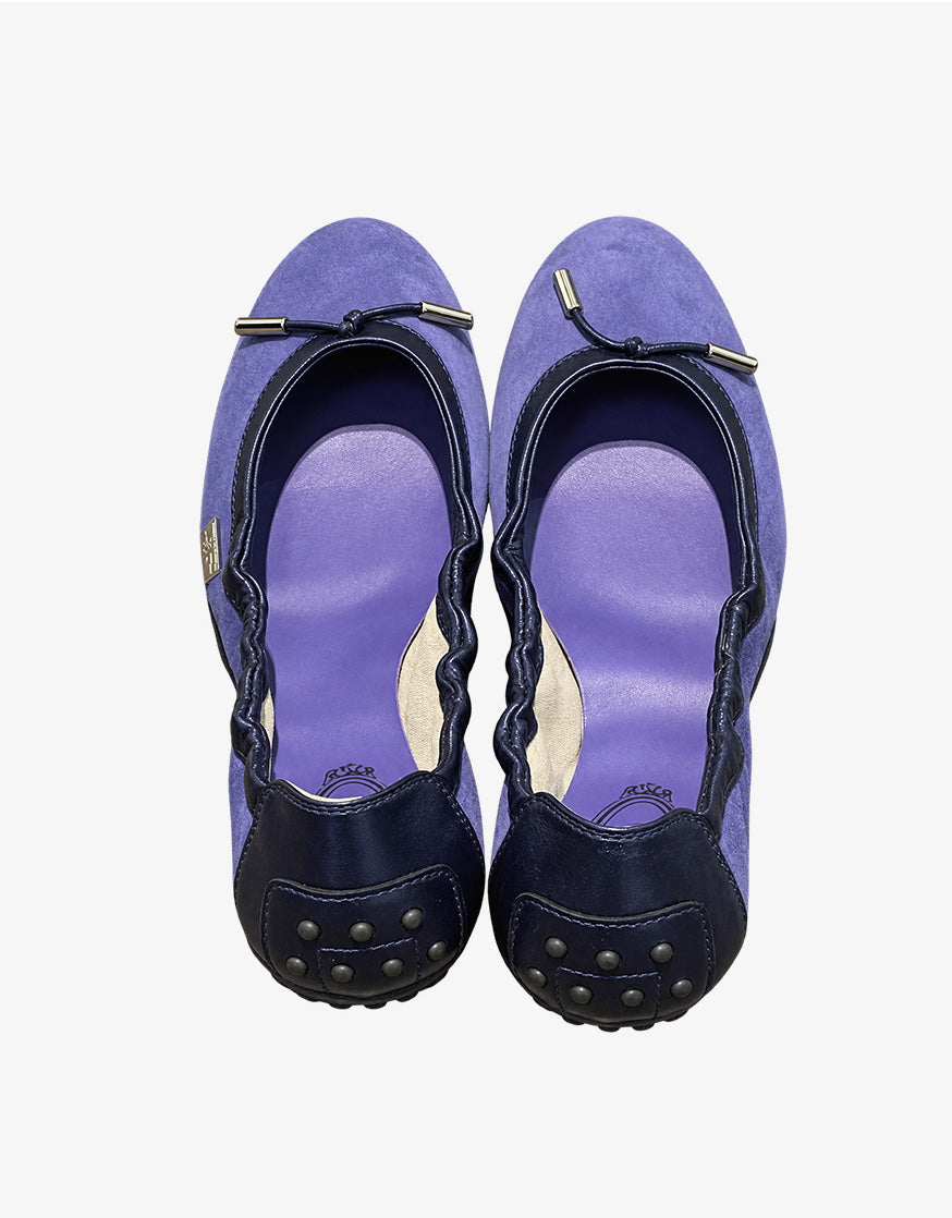 Tod’s Dee Laccetto Mocassino Ballerina Gommino in Camoscio Viola