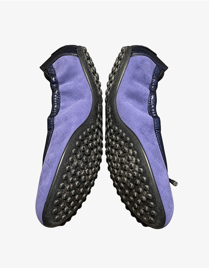 Tod’s Dee Laccetto Mocassino Ballerina Gommino in Camoscio Viola