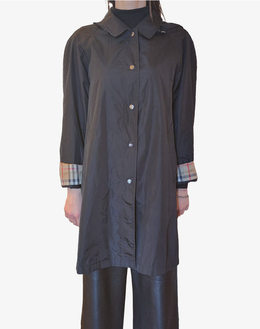 Trench Burberry London Raincoat leggero con cappuccio Nova Check donna