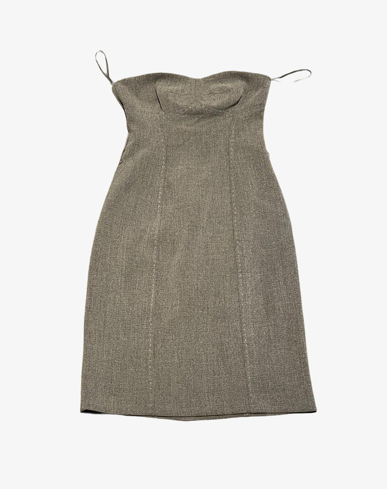 Twin Set Simona Barbieri Abito Bustier Grigio Nuovo con Cartellino Taglia S