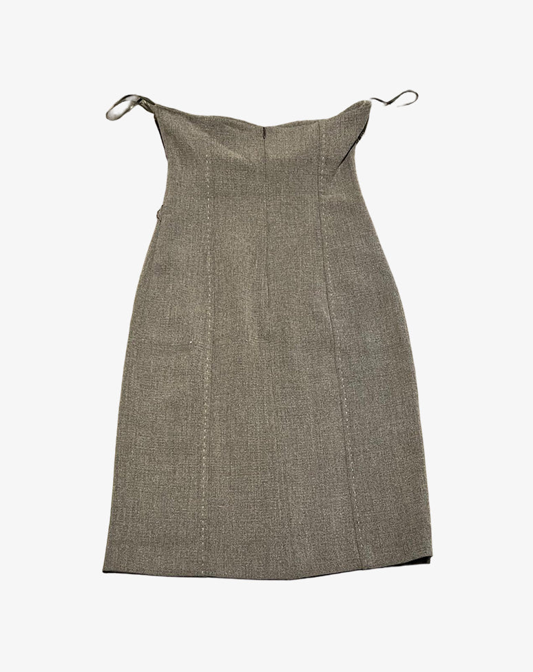 Twin Set Simona Barbieri Abito Bustier Grigio Nuovo con Cartellino Taglia S