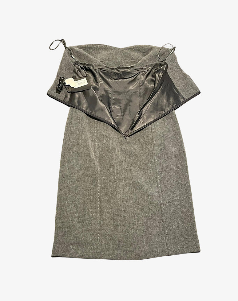 Twin Set Simona Barbieri Abito Bustier Grigio Nuovo con Cartellino Taglia S