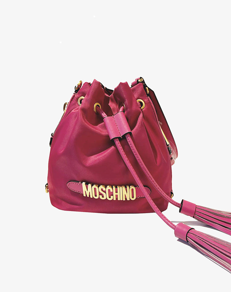 Zaino Moschino Couture Milano Rosa Piccolo in Pelle con Logo Oro – Nuovo con Cartellino