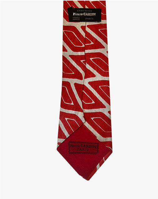 Cravatta vintage Pierre Cardin Paris in seta fantasia rossa