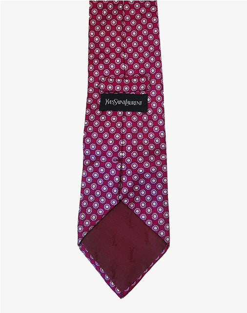 Cravatta vintage Yves Saint Laurent in seta fantasia bordeaux