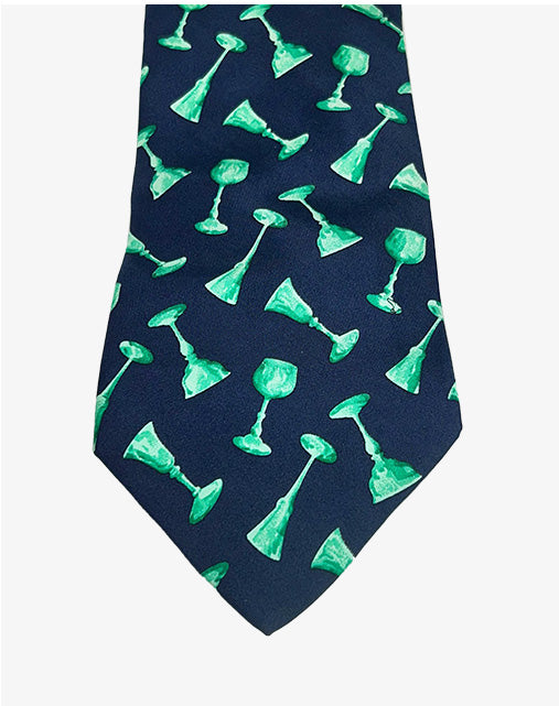 Cravatta vintage Trussardi in seta fantasia blu e verde