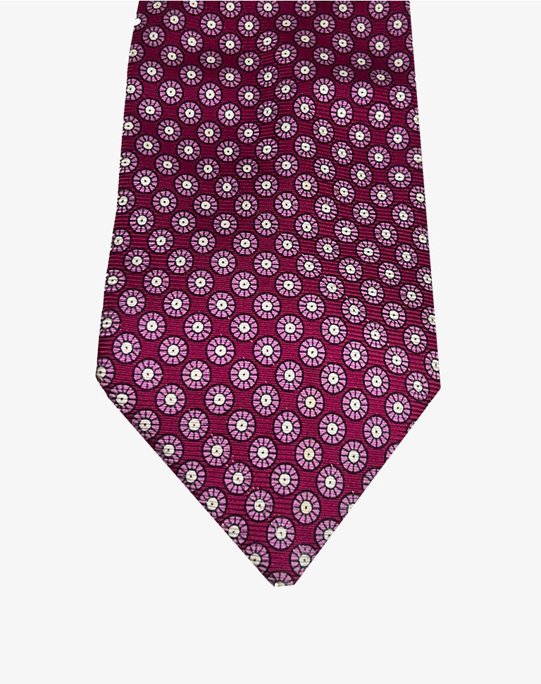 Cravatta vintage Yves Saint Laurent in seta fantasia bordeaux
